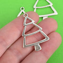 30 Large CHRISTMAS TREE Charms, silver metal, 1.5", chs3716