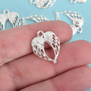10 Silver ANGEL WING Charms, Silver Plated, 22mm, chs3718