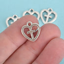 10 Silver CROSS in HEART Charms, 15mm, chs3722
