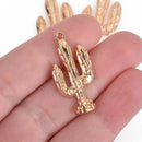 10 Light Gold CACTUS Charms, Metal, 33x16mm, chs3747