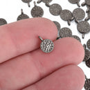25 Gunmetal Drop Charms, 7mm circle, textured, chs3766a