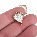 10 Gold Plated White Heart Connector Link Charms, 19mm, chs3788