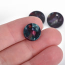 5 Resin Disc Drop Charms, Marble Charms Round Multi-Color 14mm chs3798