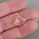 5 CLEAR Rhinestone Drop Charms, Triangle Fan Crystal Glass in GOLD Bezel, April Birthstone, 19x17mm, chs3821