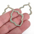 5 Distressed Gold Open Quatrefoil Pendant Charms, Green Verdigris Patina, 39mm, chs3824