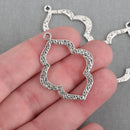 5 Distressed Silver Open Quatrefoil Pendant Charms, 39mm, chs3825