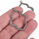 5 Distressed Gunmetal Open Quatrefoil Pendant Charms, 39mm, chs3826
