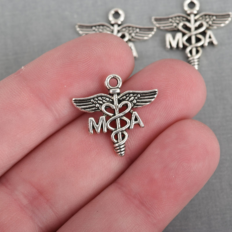 10 Silver MA NURSE Charm Pendants, Medical Assistant, 20mm, chs3832