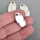 10 Silver Drop Charms, Hammered Wavy Oval, 27mm, chs3840