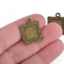5 Bronze Square Bezel Tray Charms, 23mm, tray fits 12mm square, chs3858