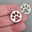 10 Silver PAW PRINT Cut Out Charms, Dog Cat Charms, 23mm, chs3863