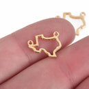 10 Gold TEXAS Charms, Outline State Texas Travel Charm Pendants, 14x11mm, chs3875