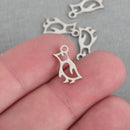 5 Silver PENGUIN Charms, Titanium Steel, 14mm, chs3884