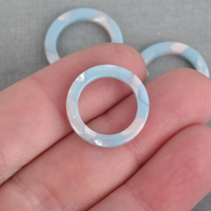 5 Resin Ring Drop Charms, Marble Washer, Blue, Pink, 20mm chs3894