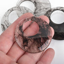 10 Resin Washer Drop Charms, black, clear gray, 1-7/8", chs3896