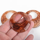 10 Resin Washer Drop Charms, tortoise shell, brown and clear, 1-7/8", chs3897