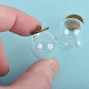 2 sets Glass Ball Charms, round globe glass vial with bronze brass topper, 20mm, chs3912