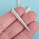 1 Silver Stick Charm Pendant, Micro Pave Cubic Zirconia Crystals, Rhinestone with Silver Brass Metal, 1-3/4", chs3916