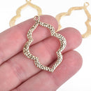 5 LIGHT GOLD Open Quatrefoil Pendant Charms, 39mm, chs3918