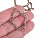 5 Distressed Copper Open Quatrefoil Pendant Charms, 39mm, chs3926