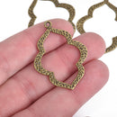 5 Distressed Bronze Open Quatrefoil Pendant Charms, 39mm, chs3927