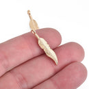 10 Gold FEATHER Charms, 29x6mm, 1-1/8" long, chs3933