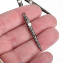 5 Gunmetal Stick Charms, Rhinestone with Hammered Metal Spike, 1-5/8", chs3940