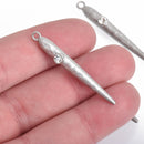 5 MATTE Silver Stick Charms, Rhinestone with Hammered Metal Spike, 1-5/8", chs3941