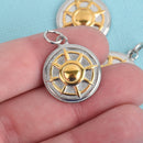 1 Stainless Steel Compass Charms, Silver and Gold, 28mm, chs3951