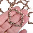 5 COPPER Open Quatrefoil Pendant Charms, 53mm, chs3990
