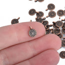 25 Copper Drop Charms, 7mm circle, textured, chs3998a