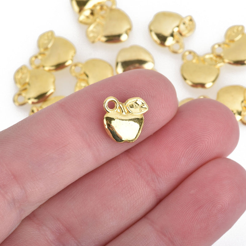 10 Gold APPLE Charms, 11mm, chs4031