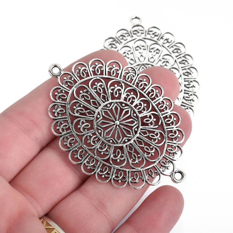 2 SILVER LARGE OVAL Connector Links, Charms, Pendants, 63x43mm, chs4032