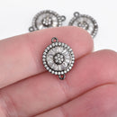 1 Gunmetal Round Charm Micro Pave CZ Cubic Zirconia Crystals Rhinestone 2-hole Connector Link 15mm, chs4040