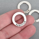 5 SURVIVOR Silver Affirmation Rings Stamped Circle Washer Connector Links 21mm chs4054