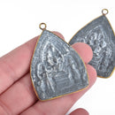 1 THAI BUDDHA Pendant Charm Thai Relic pewter with brass 2"  chs4057