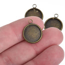 10 Bronze Charm Bezel Fits 14mm Round Cabochons bronze bezel tray chs4058
