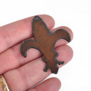 1 LARGE Rustic Metal FLEUR de LIS Charm Pendant 2" chs4064