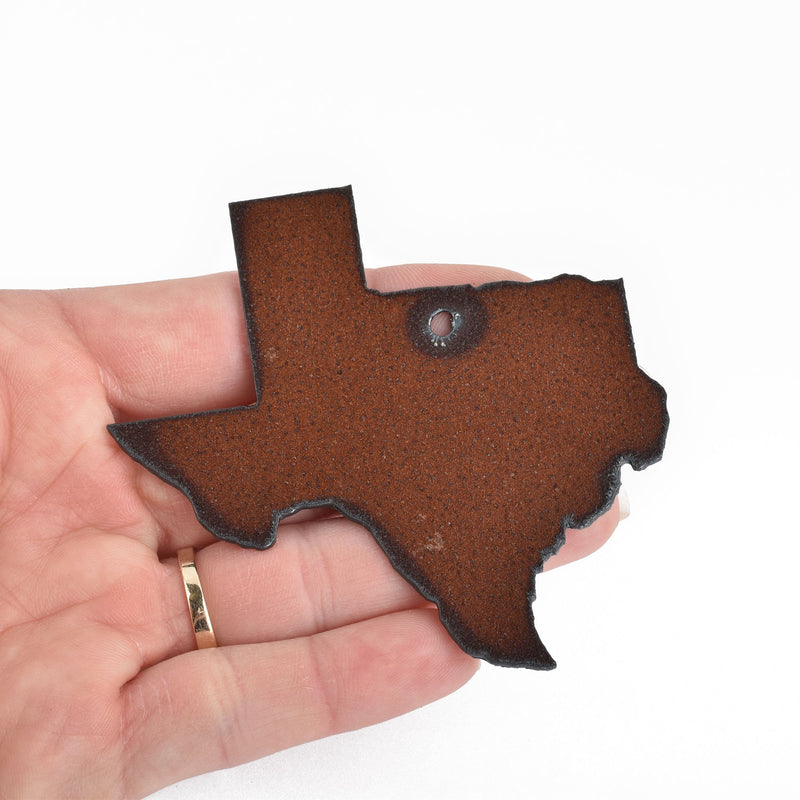 1 LARGE Rustic Metal TEXAS STATE Charm Pendant 3.25" chs4068