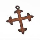 1 LARGE Rustic Metal Fleur de lis CROSS Charm Pendant 2.25" chs4070