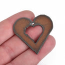1 LARGE Rustic Metal HEART Charm Pendant 1.5" chs4071