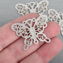 5 SILVER Filigree Butterfly Charms Stainless Steel Stardust Sparkly 36x28mm chs4077
