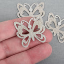 5 SILVER Filigree Butterfly Charms Stainless Steel Stardust Sparkly 30x29mm chs4081