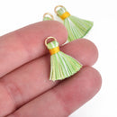 10 Light GREEN Nylon TASSEL Charms 22mm long (about 3/4"), chs4106