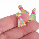 10 BRIGHT RAINBOW Nylon TASSEL Charms 22mm long (about 3/4"), chs4107