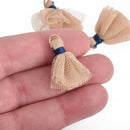 10 BEIGE Tulle TASSEL Charms 28mm long (about 1-1/8"), chs4151