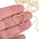 10 Light Gold Brass OPEN HEART Charm Connector Links  21x20mm chs4162
