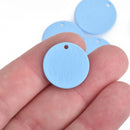 5 Sky Blue Enamel Charms 20mm, 3/4" ROUND DISC Tags 16 gauge  chs4163