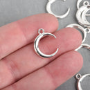 5 Silver Plated CRESCENT MOON Charms  20x17mm chs4167