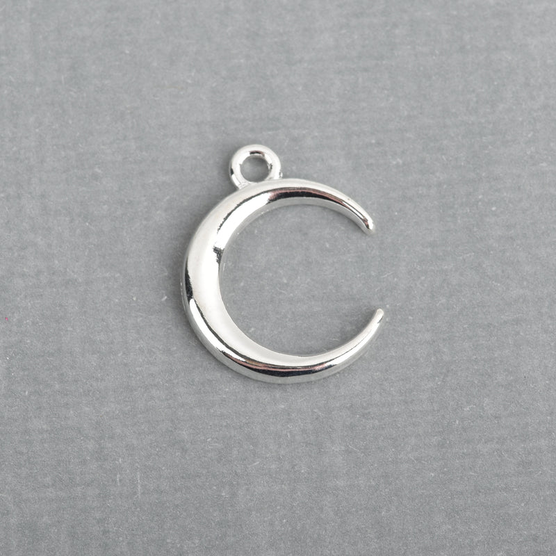 5 Silver Plated CRESCENT MOON Charms  20x17mm chs4167